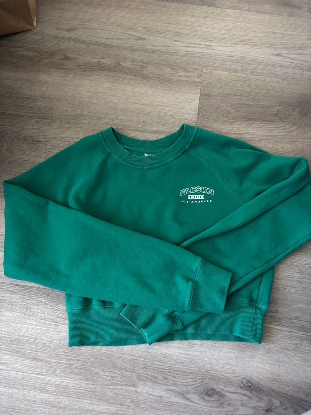 PacSun Emerald Green Cropped Crew Sweatshirt